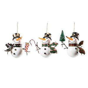 MacKenzie-Childs courtly check Snowman Ornaments set 3 new in box 3 sets avail